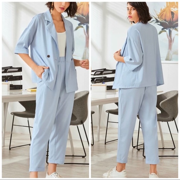 NWT Solid Lapel neck blazer & straight leg pants - Picture 2 of 9